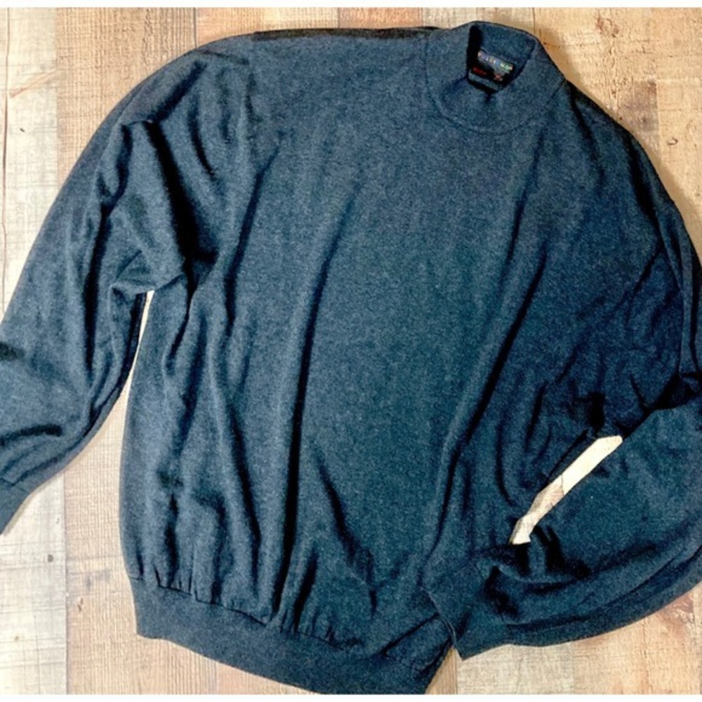 Tulliano‎ Mens 3X Silk Cotton Mock Neck Sweater Charcoal Gray Long Sleeve Knit